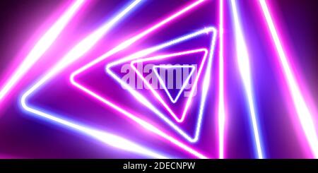 Arrière-plan abstrait de triangles rose et bleu fluo lumineux. Lignes avec cadres lumineux électriques. Illustration vectorielle géométrique de mode. Vide Illustration de Vecteur