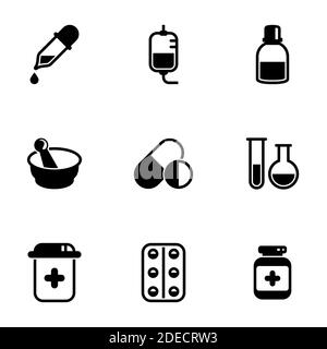 Ensemble d'icônes simples sur un thème médecine, médecine, médecine, vecteur, set. Arrière-plan blanc Illustration de Vecteur