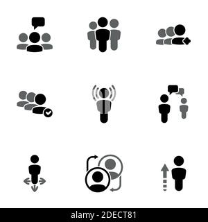 Ensemble d'icônes simples sur un thème personne, social, communication, communication, interaction, vecteur, set. Arrière-plan blanc Illustration de Vecteur