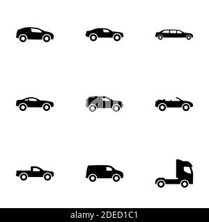 Ensemble d'icônes simples sur un thème voiture, vecteur, design, collection, plat, signe, symbole, élément, objet, illustration, isolé. Arrière-plan blanc Illustration de Vecteur