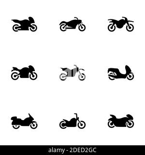 Ensemble d'icônes noires isolées sur fond blanc, sur moto à thème Illustration de Vecteur