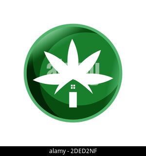 Green House et bâtiment arbre logo design vector illustrations signe symbole Illustration de Vecteur