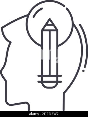 Icône de génération d'idées, illustration isolée linéaire, vecteur de ligne mince, signe de conception Web, symbole de concept de contour avec contour modifiable sur fond blanc Illustration de Vecteur