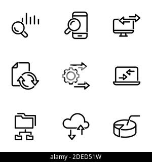 Ensemble d'icônes noires isolées sur fond blanc, sur thème Tri et analyse des données Illustration de Vecteur