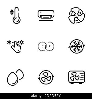 Ensemble d'icônes noires isolées sur fond blanc, sur le thème climatisation Illustration de Vecteur
