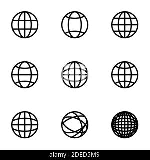 Ensemble d'icônes noires isolées sur fond blanc, sur le thème Internet Illustration de Vecteur