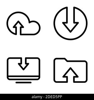 Ensemble d'icônes noires isolées sur fond blanc, sur thème Télécharger les fichiers Illustration de Vecteur