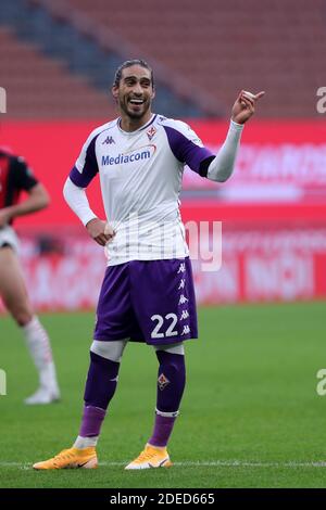 Martin Caceres de ACF Fiorentina gestes pendant la série A match entre AC Milan et ACF Fiorentina. AC Milan remporte 2-0 contre ACF Fiorentina. Banque D'Images