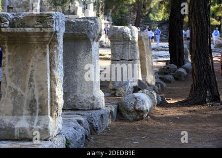 Ruines de l'ancienne ville portuaire de Phaselis à Lycia, Kemer, Turquie Banque D'Images