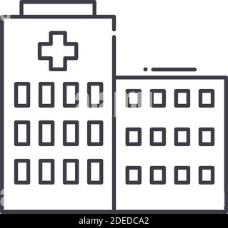 Icône de thérapie hospitalière, illustration isolée linéaire, vecteur de ligne mince, signe de conception Web, symbole de concept de contour avec contour modifiable sur blanc Illustration de Vecteur