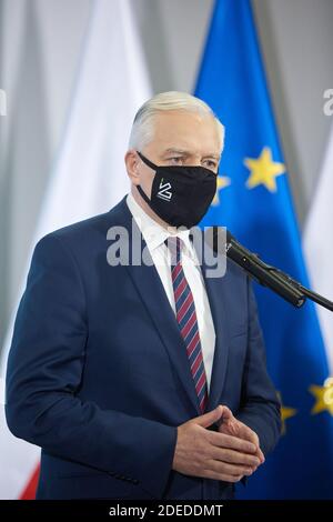 Varsovie, Mazovie, Pologne. 30 novembre 2020. Conférence de presse du vice-premier ministre, ministre du développement, du travail et de la technologie JAROSLAW GOWIN.in photo: JAROSLAW GOWIN crédit: Hubert Mathis/ZUMA Wire/Alay Live News Banque D'Images