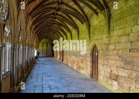 Vue générale des cloîtres de la cathédrale de Lincoln, Lincoln, Lincs., Royaume-Uni. Banque D'Images