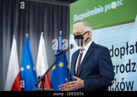 Varsovie, Mazovie, Pologne. 30 novembre 2020. Conférence de presse du vice-premier ministre, ministre du développement, du travail et de la technologie JAROSLAW GOWIN.in photo: JAROSLAW GOWIN crédit: Hubert Mathis/ZUMA Wire/Alay Live News Banque D'Images