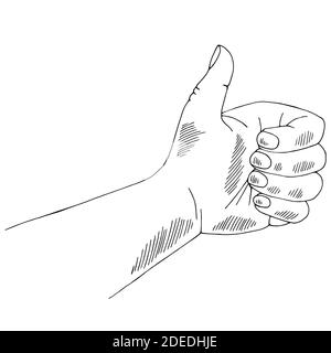 Mouvement de la main montrant le bon pouce vers le haut graphique noir blanc esquisse vecteur d'illustration Illustration de Vecteur