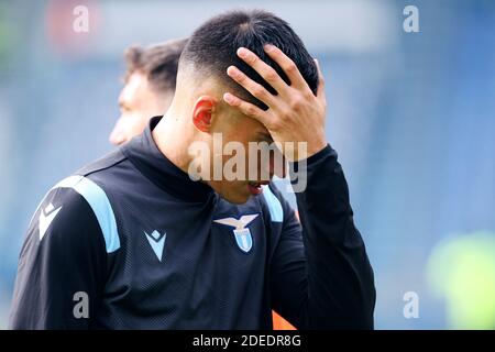 Joaquin Correa du Latium réagit pendant l'échauffement avant le Championnat italien série UN match de football entre SS Lazio et U / LM Banque D'Images