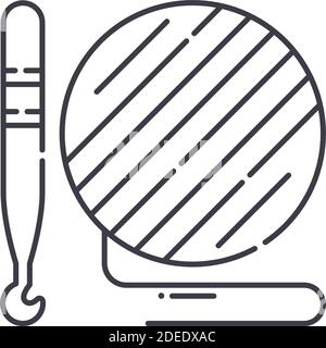 Icône de crochets et de fils, illustration isolée linéaire, vecteur de ligne mince, signe de conception de Web, symbole de concept de contour avec trait modifiable sur fond blanc. Illustration de Vecteur