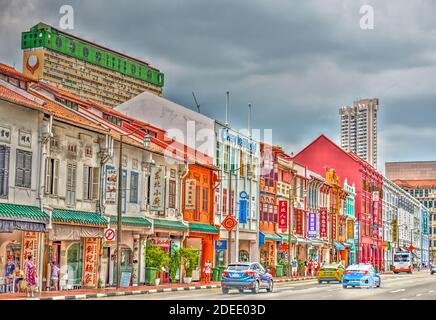 Chinatown, centre-ville de Singapour - HDR image Banque D'Images