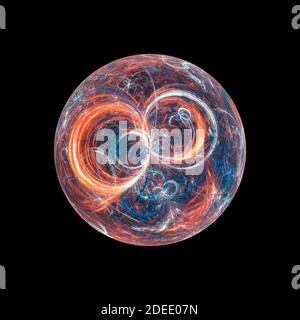 Exoplanète rouge flamboyant de la civilisation galactique, isolée sur fond noir, arrière-plan abstrait généré par ordinateur, rendu 3D Banque D'Images