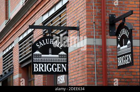 Saluhall Briggen dans l'ancien bâtiment de la caserne de pompiers de Göteborg Banque D'Images