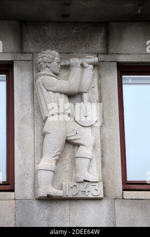 Détail sculptural sur le bâtiment transatlantique de Göteborg Banque D'Images