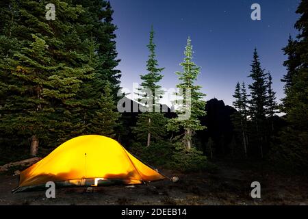 WA17699-00..... WASHINGTON - Camping au bassin des lacs Goat, au nord du col Holman, sur le sentier Pacific Crest Trail, sentier no 2000, dans la région sauvage de Pasayten, GIF Banque D'Images