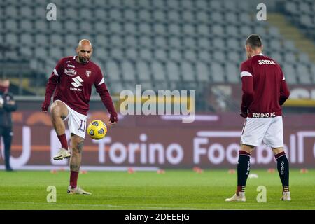 Stade Olimpico Grande Torino, Turin, Italie, 30 Nov 2020, Simone Zaza (Torino FC) et Andrea Belotti (Torino FC) s'échauffe avant le match pendant le Torino FC vs UC Sampdoria, football italien série A match - photo Francesco Scaccianoce / LM Banque D'Images