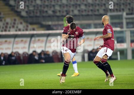 Stade Olimpico Grande Torino, Turin, Italie, 30 novembre 2020, 09 Andrea Belotti (Torino FC) célèbre le but pendant le Torino FC vs UC Sampdoria, football italien série A match - photo Claudio Benedetto / LM Banque D'Images