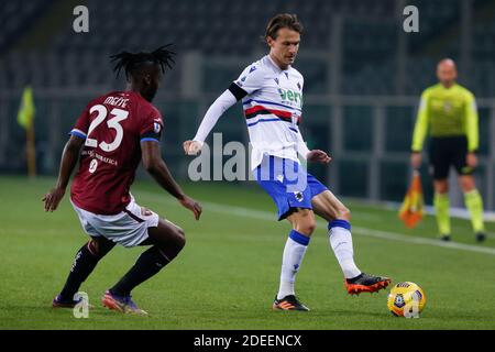 Turin, Italie. Turin 2020, Italie, stade Olimpico Grande Torino, 30 novembre 2020, Albin Ekdal (UC Sampdoria) pendant Torino FC vs UC Sampdoria - football italien Serie A Match Credit: Francesco Scaccianoce/LPS/ZUMA Wire/Alay Live News Banque D'Images