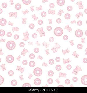 motif sans couture, motif d'art piggy pour le tissu et la décoration Illustration de Vecteur