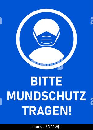 Bitte Mundschutz tragen ('Veuillez porter un masque de visage' en allemand) icône d'instruction verticale avec un rapport d'aspect de 3:4. Image vectorielle. Illustration de Vecteur