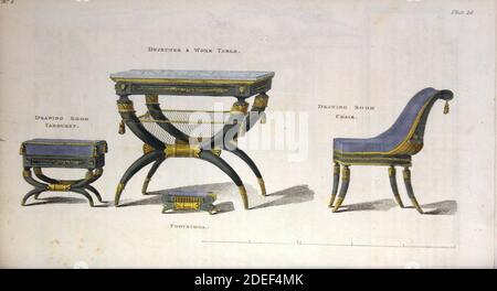 Rudolph Ackermann dépôt des arts année 1809 volume 1 juin plaque 26 mobilier gothique Banque D'Images