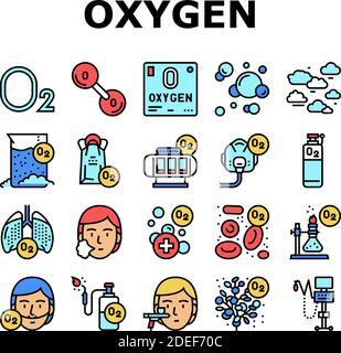 Les icônes de collecte chimique d'oxygène O2 définissent le vecteur Illustration de Vecteur