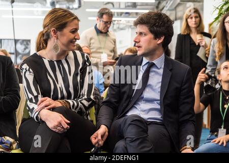 Lancement de BADI (brigade anti-discrimination sur Internet) en présence du ministre de la ville et du logement de Julien Denormandie et Marlene Schiappa, secrétaire d'État à l'Egalité Homme-Femme au siège social de Facebook à Paris, France, le 15 avril 2015. Photo de Daniel Derajinski/ABACAPRESS.COM Banque D'Images