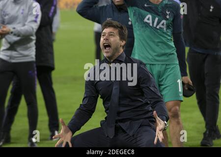 Mauricio Pochettino, entraîneur de Tottenham, termine la joie après le match de retour final 1/2 de la Ligue des champions, Ajax vs Tottenham à Amsterdam Arena, Amsterdam, pays-Bas, le 8 mai 2019. Tottenham a gagné 3-2. Photo de Henri Szwarc/ABACAPRESS.COM Banque D'Images