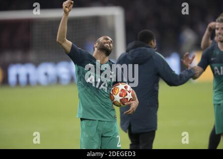 Lucas Moura de Tottenham met fin à la joie après avoir misé sur le but décisif de 3-2 lors du match de retour final 1/2 de la Ligue des champions, Ajax vs Tottenham à Amsterdam Arena, Amsterdam, pays-Bas, le 8 mai 2019. Tottenham a gagné 3-2. Photo de Henri Szwarc/ABACAPRESS.COM Banque D'Images