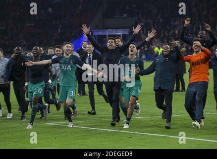 Tottenham a la joie de la fin après le match de retour final de 1/2 de la Ligue des champions, Ajax vs Tottenham à Amsterdam Arena, Amsterdam, pays-Bas, le 8 mai 2019. Tottenham a gagné 3-2. Photo de Henri Szwarc/ABACAPRESS.COM Banque D'Images