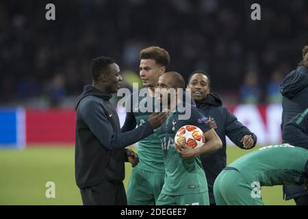 Lucas Moura de Tottenham met fin à la joie après avoir misé sur le but décisif de 3-2 lors du match de retour final 1/2 de la Ligue des champions, Ajax vs Tottenham à Amsterdam Arena, Amsterdam, pays-Bas, le 8 mai 2019. Tottenham a gagné 3-2. Photo de Henri Szwarc/ABACAPRESS.COM Banque D'Images