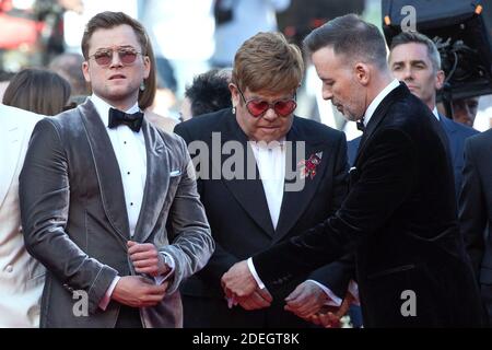 David meunter, Sir Elton John et Taron Egerton assistent à la première de Rocketman dans le cadre du 72e Festival international de Cannes, le 16 mai 2019. Photo d'Aurore Marechal/ABACAPRESS.COM Banque D'Images