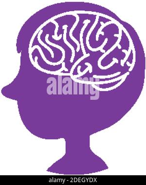 Cerveau signe dans le garçon de tête dans le thème de la Journée mondiale de la maladie d'Alzheimer illustration isolée sur fond blanc Illustration de Vecteur