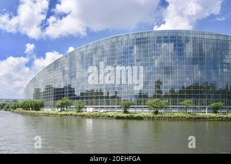 Vue du Parlement européen à Strasbourg, dans l'est de la France, le 23 mai 2019, en prévision des prochaines élections européennes. Les élections européennes auront lieu du 22 au 26 mai 2019. Photo de Nicolas Roses/ABACAPRESS.COM Banque D'Images