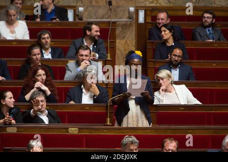 Daniele Obono, député français de la France Insoumise ( LFI ), parle lors d'une session de questions au Gouvernement lors de l'Assemblée nationale française à Paris, le 29 mai 2019. Photo de Raphael Lafargue/ABACAPRESS.COM Banque D'Images