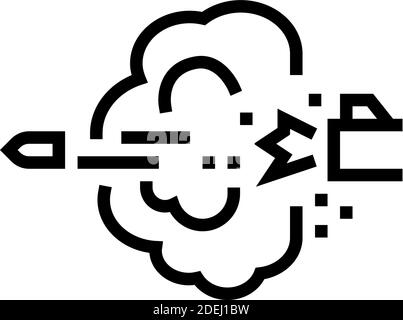 illustration vectorielle de l'icône représentant une balle expulsant de la ligne du canon Illustration de Vecteur