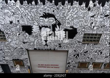 Dessin animé comme la fresque sur le bâtiment à Chicago Banque D'Images