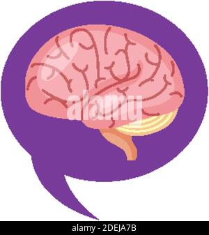 Signe du cerveau en violet dans le thème de la Journée mondiale de la maladie d'Alzheimer isolé sur fond blanc Illustration de Vecteur