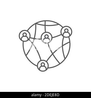 Icône de communication globale, couleur, ligne, vecteur de contour, pictogramme de style linéaire isolé sur blanc. Symbole, illustration du logo. Illustration de Vecteur
