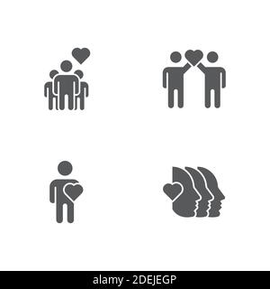 Icône d'amitié et d'amour, couleur, ligne, contour du signe vectoriel, pictogramme de style linéaire isolé sur blanc. Symbole, illustration du logo. Illustration de Vecteur