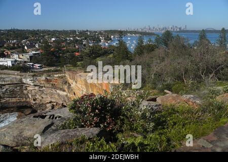 Vue panoramique sur le Skyline de Sydney depuis le sommet de Gap Bluff Banque D'Images