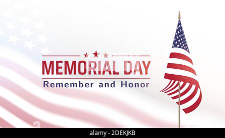 Memorial Day aux États-Unis avec le lettrage souvenir et l'honneur. Vacances de mémoire et d'honneur des soldats, militaires morts en service dans l'unité Illustration de Vecteur
