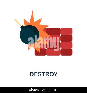 Icône détruire plat. Un élément simple de la collection protestataire. Icône Creative Destroy pour la conception Web, les modèles, les infographies et bien plus encore Illustration de Vecteur