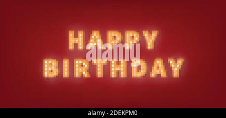 Texte de marque de Noël doré joyeux anniversaire. carte de vœux de joyeux anniversaire à ampoule 3d Illustration de Vecteur